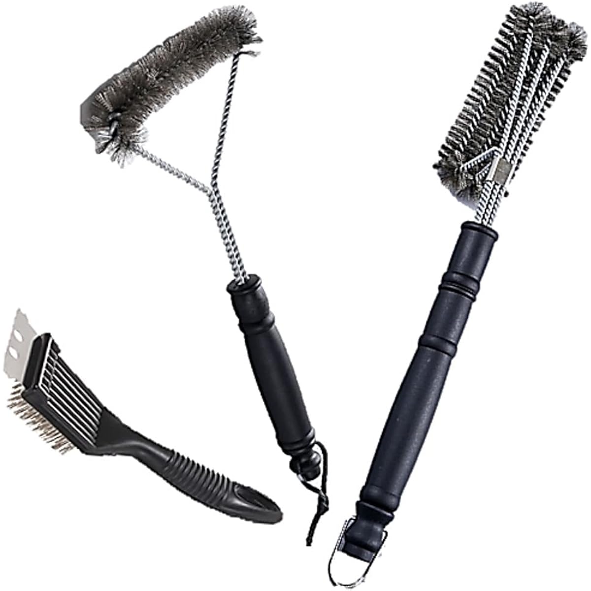 ST TS BBQ Brush Grill Brush 3-Piece Set for Net Iron Plate Camping BBQ Gear Tool Gold Brush Cleaning Scraper