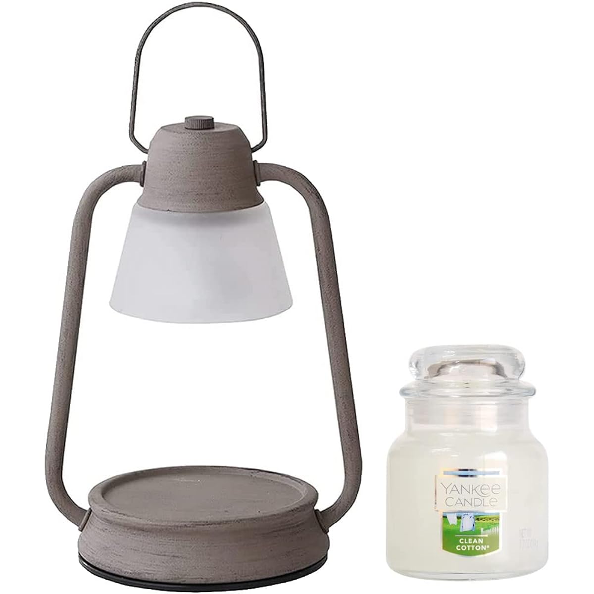 Kameyama Candle Candle Warmer Lamp Mini Gray & Yankee Candle Jar S Clean Cotton (J3610000GR & YK0030501)
