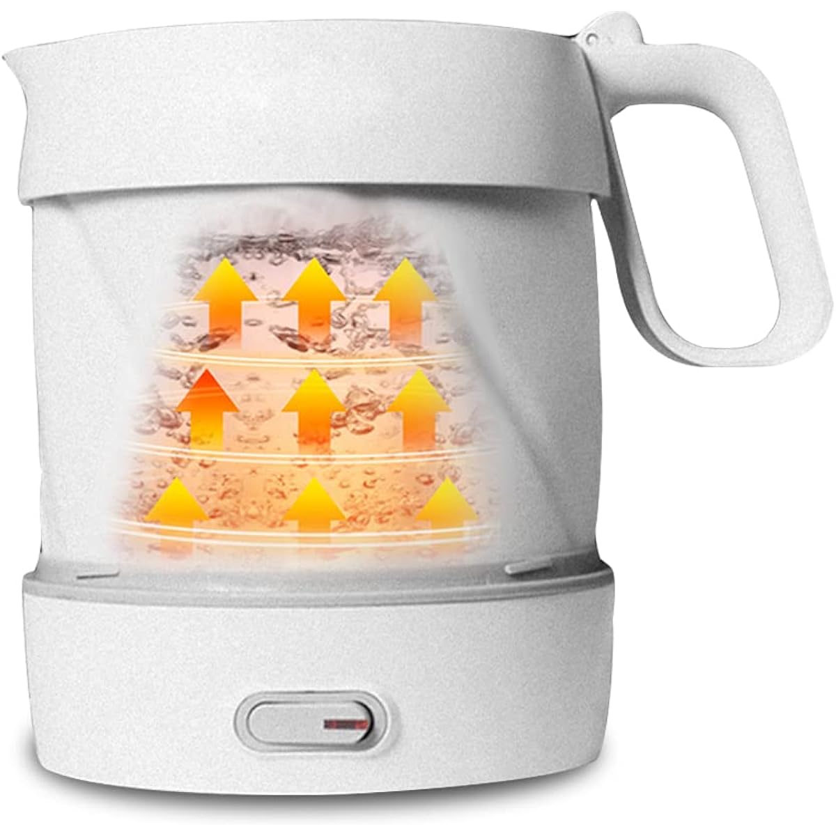 "1L Large Capacity/Voltage Switchable 110V~/220V~" MACOLAUDER Foldable Electric Kettle 100℃ Portable Travel Water Kettle Pot Office Travel Kitchen Water Heater 304 Stainless Steel and Silicone Boiling Empty Boiling Prevention Function White