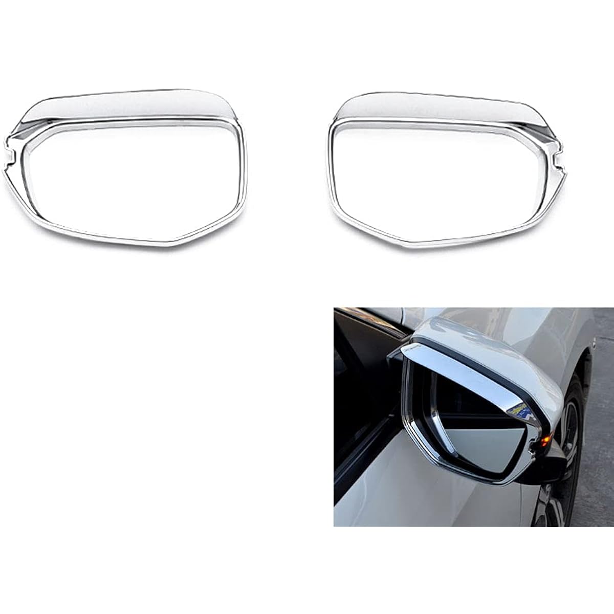 Wellvie Honda New Civic Door Mirror Visor Accessories Plated Mirror Finish Car Supplies Dress Up Exterior Parts Car Parts Designed for Vehicle Models Rain Cover (Set of 2 Left and Right)