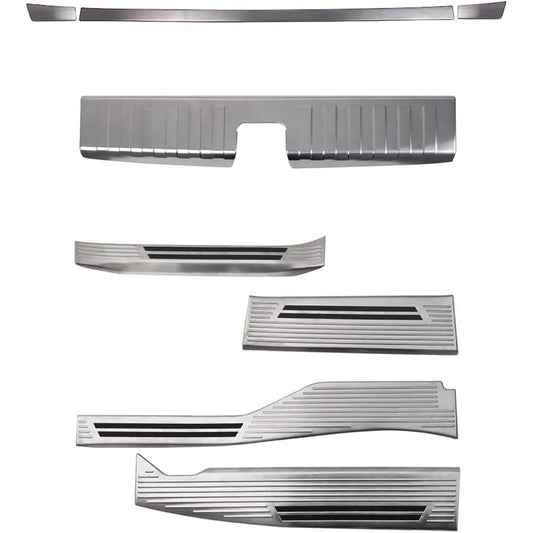 Samurai Produced Honda N-VAN Side Step & Luggage Scuff Plate & Rear Bumper Step Guard 8P Silver Hairline