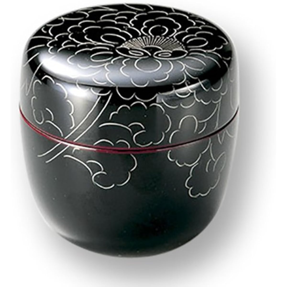 Nomura Lacquerware Store Echizen-nuri Platinum Peony Carving Medium Natsume Tame 11-17409