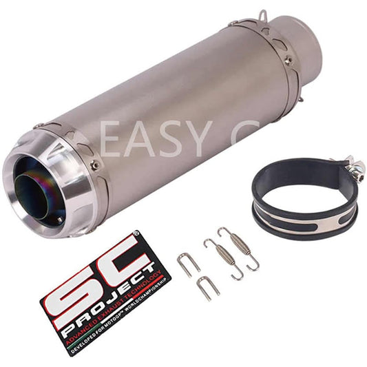 Slip-on Muffler Bike Silencer Universal Length 310mm 60.5mm Stainless Steel + Aluminum Alloy Bike Muffler Silencer Motorcycle Baffle Exhaust Pipe Exhaust Pipe (C, 310mm)