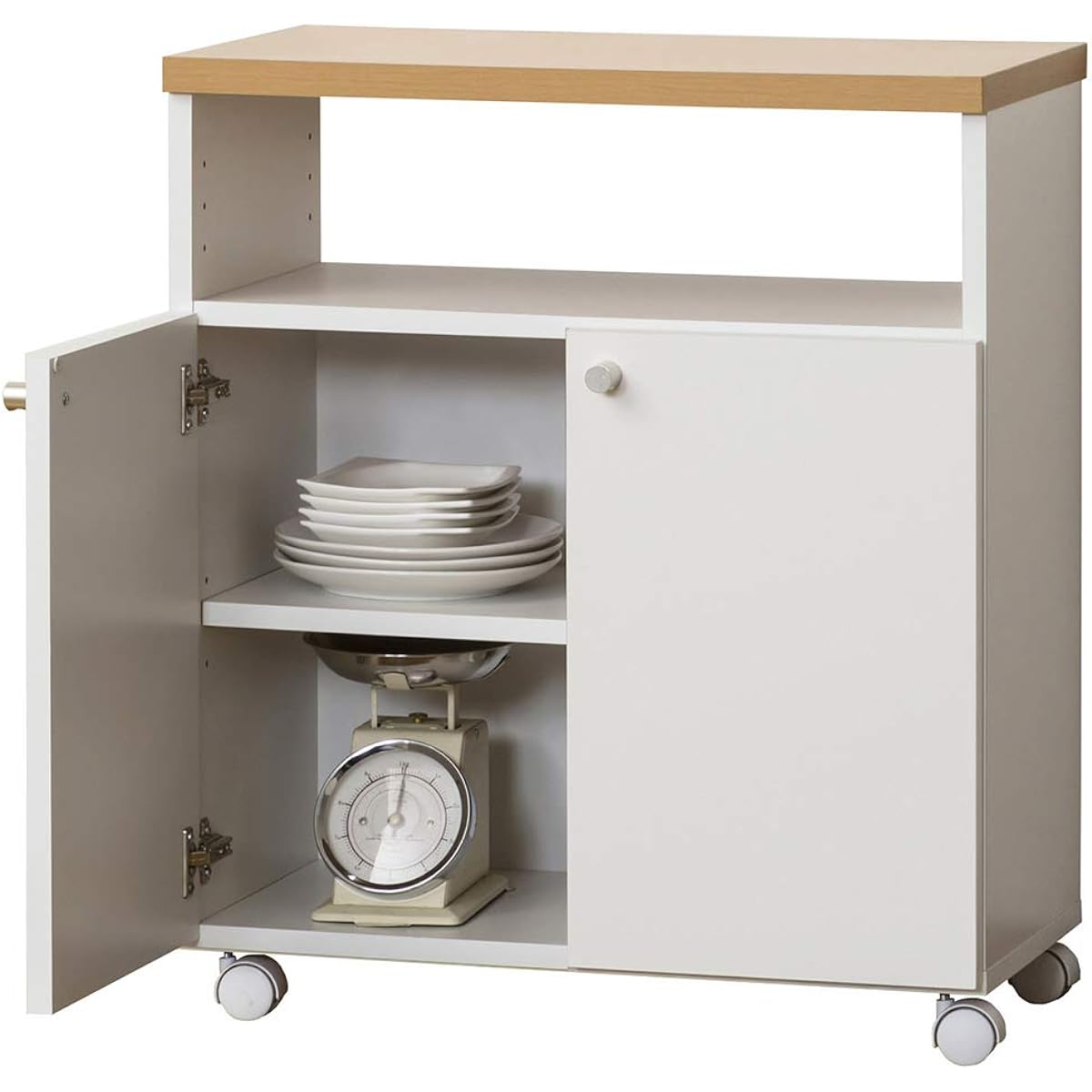 Kuroshio Kitchen Rack White Width 60cm Smart Wagon 60 KD with Casters Stylish Slim 021302