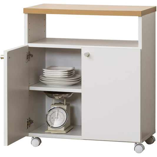 Kuroshio Kitchen Rack White Width 60cm Smart Wagon 60 KD with Casters Stylish Slim 021302