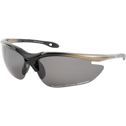 L-BALANCE EYES Polarized Sports Sunglasses LBP-419-2 Black & Silver/Polarized Smoke