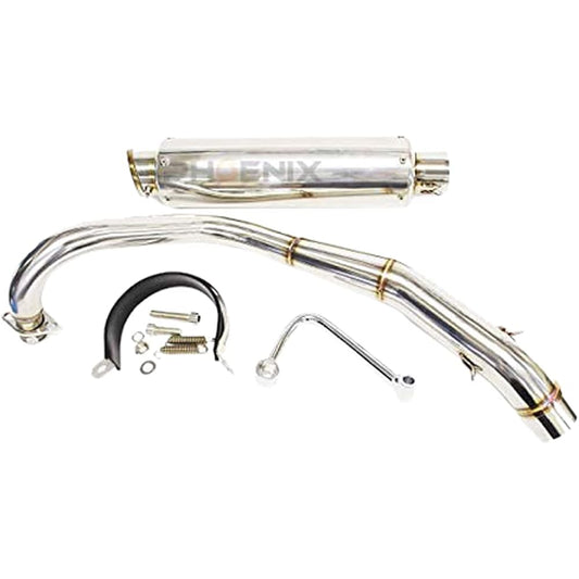 PHOENIX Muffler Silver Extra Thick Exhaust Pipe Stainless Steel Racing Monkey Gorilla DAX