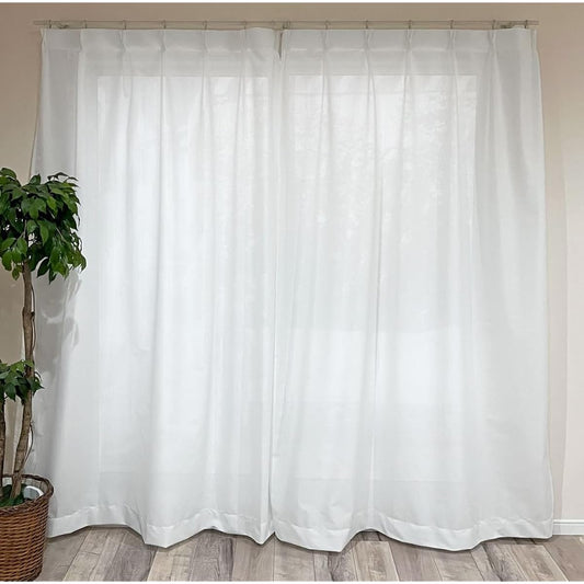 Made in Japan, antibacterial and deodorizing mirror lace curtains, Teijin Frontier Co., Ltd. Special Functional Yarn Ecolier, Plain Tone, Width 100cm x Length 228cm, White, Set of 2