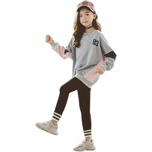 BEUWAYS Jersey, Kids, Girls, Jersey, Top and Bottom Set, 2 Piece Set, Sweatshirt, Athletic Wear, Setup, Hoodie, Layered Style, Children's Clothing, Junior Clothes, Girls' Sportswear, Stylish, Spring/Autumn