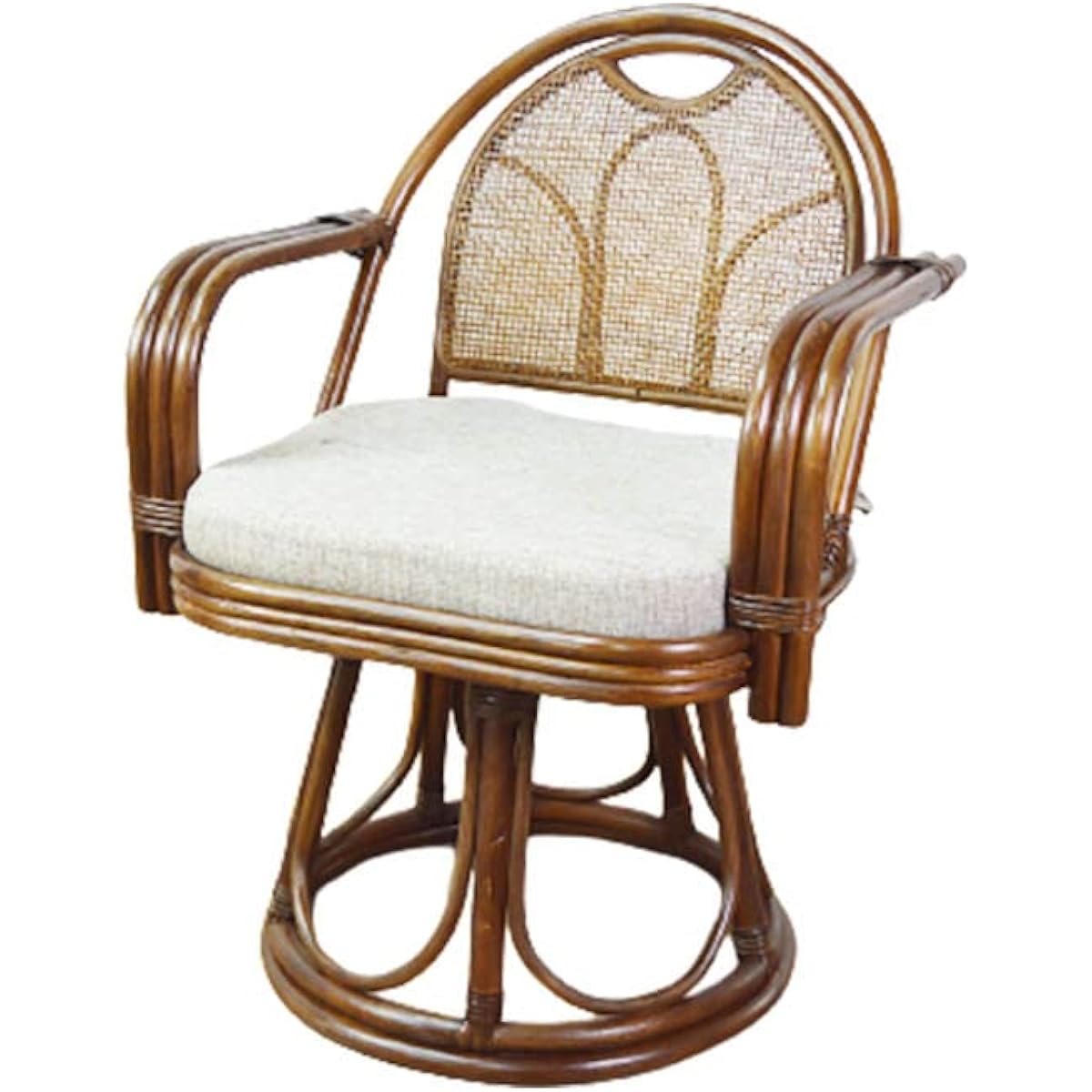 Otake Sangyo Rotating Rattan Chair High Type Brown Approx. 55cm x 50cm x 75cm Rattan Chair Living Dining Japanese Room Tatami Chair High Chair High Rattan Chair Chair