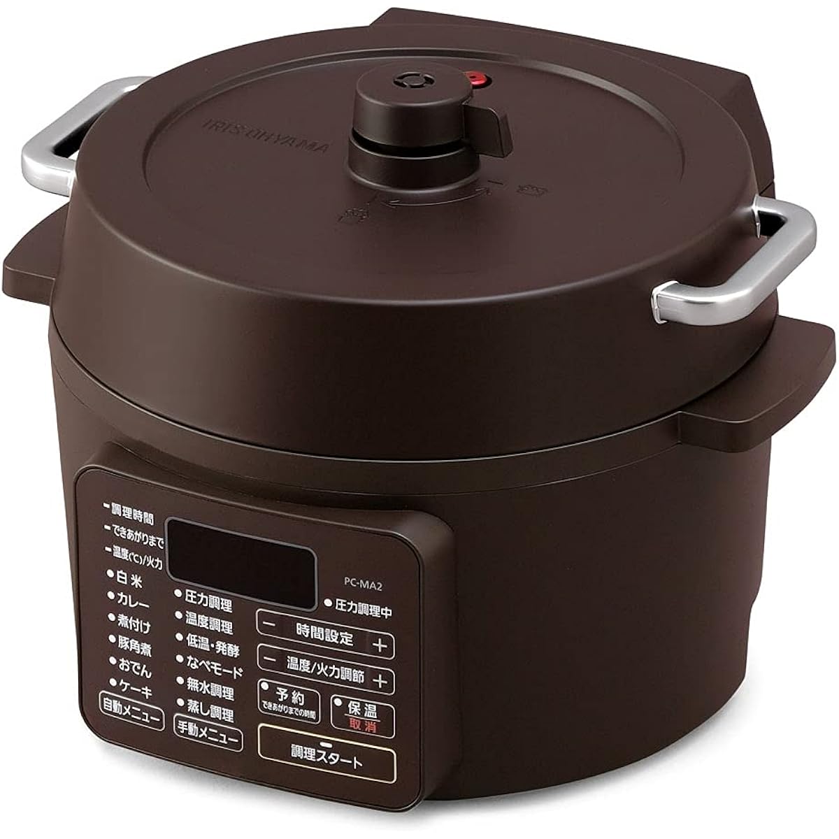 Iris Ohyama Electric Pressure Cooker Pressure Cooker 2.2L For 1~2 Low Temperature Cooking Tabletop Pot With Reservation Function Recipe Book Included Cacao Brown PC-MA2-T