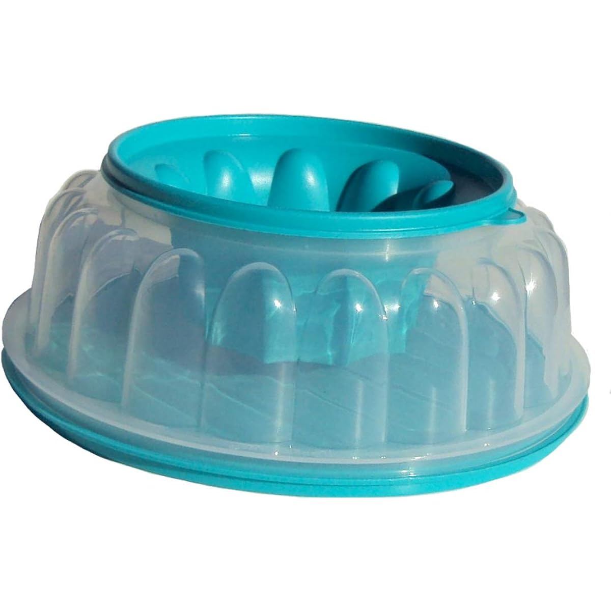 Tupperware Jelly Ring 6 Cup Dessert Shaped Sheer Aqua Blue