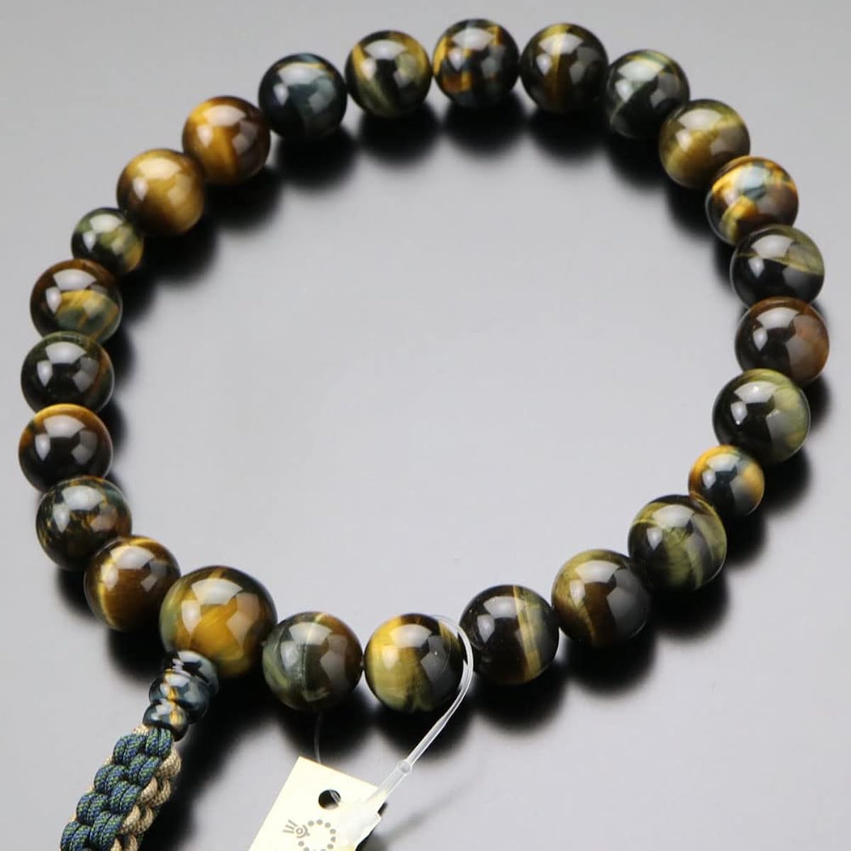 ≪Special Price≫ Nenju.com Jodo Shinshu Prayer Beads for Men 22 Beads Mixed Tiger Eye Stone String Bun [Regular Prayer Beads Kyoto Shinshu Disciples Tiger Eye Stone Dark Blue Tiger Eye Stone Tiger Eye Funeral Memorial Ceremony Funeral Natural Stone My Pra