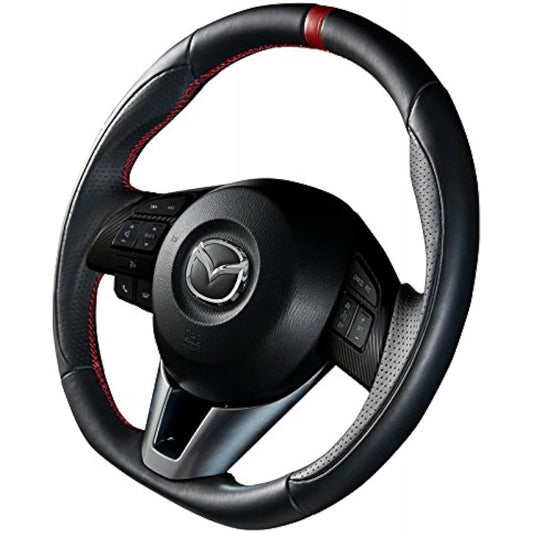 DAMD Steering wheel for Mazda vehicles SS360-M Nappa leather x red stitching [SS360M1]