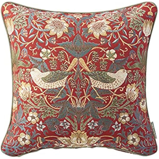 Kawashima Textile Cercon Morris Design Studio Back Cushion Cover Strawberry Thief Red 45×45cm LL1710