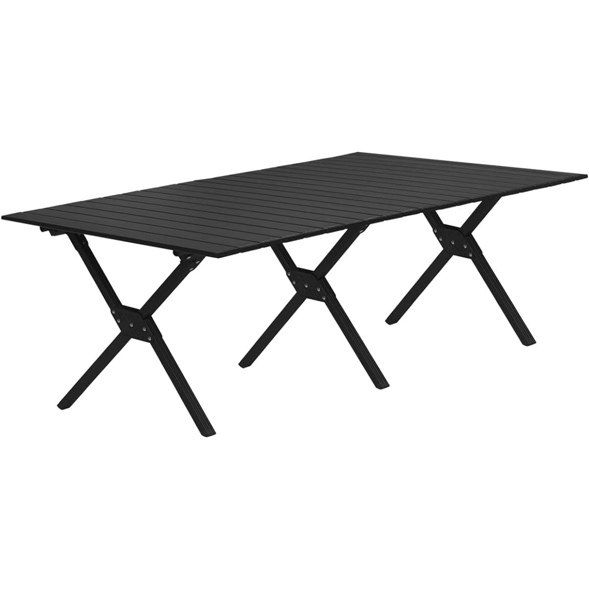 FIELDOOR Outdoor Table Aluminum Roll Table [Black] Width 120 x Depth 70 x Height 45cm Lightweight & Rust-resistant Aluminum Table Approx. 5.4kg Compact Foldable Storage Easy Assembly Storage Bag Included Low Table Interior Camping