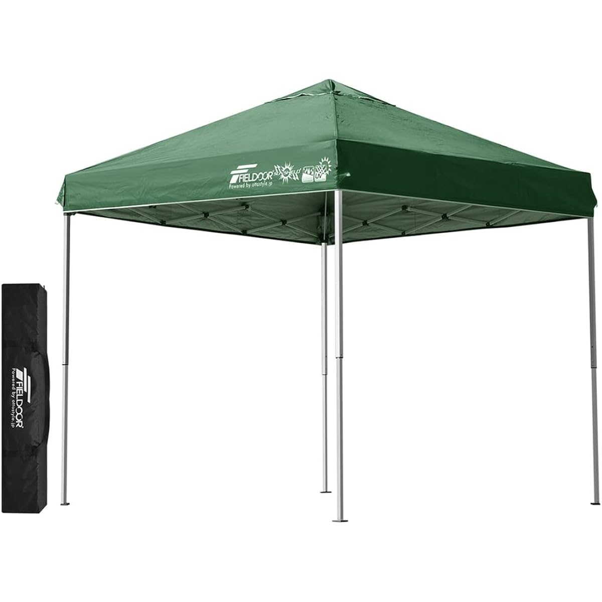 FIELDOOR Easy to assemble!! 2.0×2.0m One-touch tarp tent [Reinforced version] G03 Increased number of roof pillars to 8 Plenty of optional parts sold separately Highly water resistant Silver coating UV protection coating