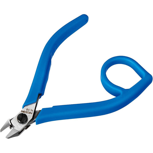 HOZAN Precision Nippers, Semi-Flash Cut Type, High Durability Type with Lead Stopper, Cutting Capacity: Copper Wire 0.18~0.8mmΦ N-58
