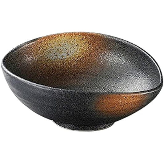 Set of 10 large bowls, large black Bizen egg-shaped 8.0 large bowls [238 x 202 x 88mm] Japanese tableware, restaurants, inns, restaurants, commercial use