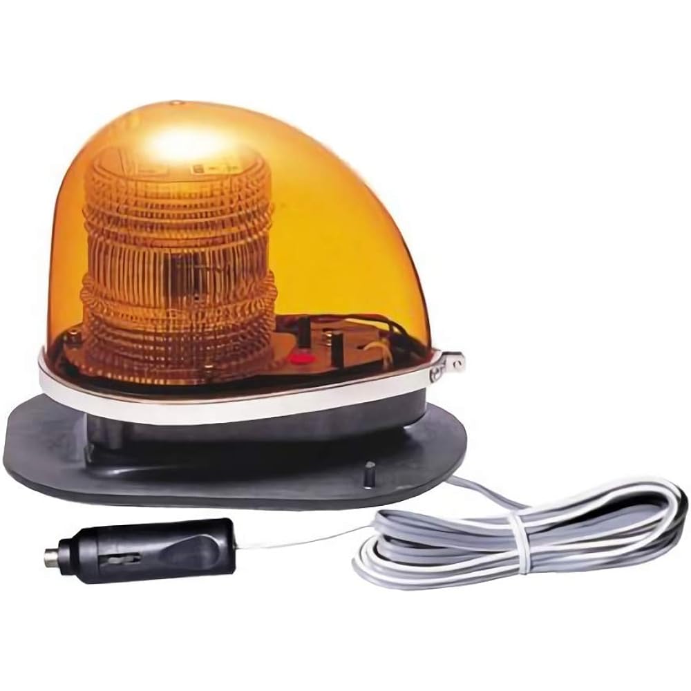 KOITO Round Warning Light 2N Type Yellow 12V 1.0A with Cigarette Lighter Plug/Rubber Magnet Type GFL-2NBY