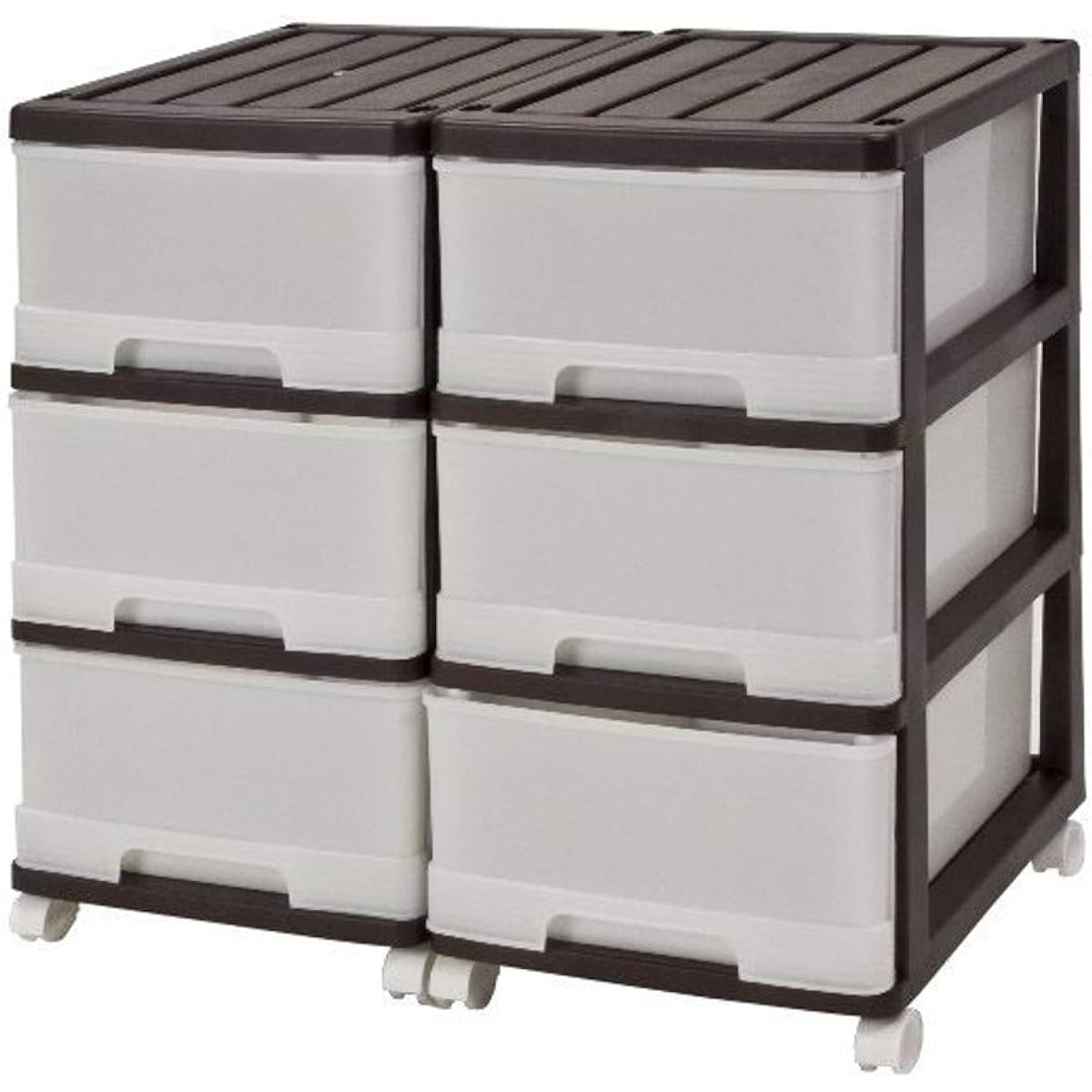 Storage Case Slim Chest Deep Drawer 3 Tiers Assembly Type Made in Japan (Set of 2 3 Tiers, Brown) MJ-F3-2BR