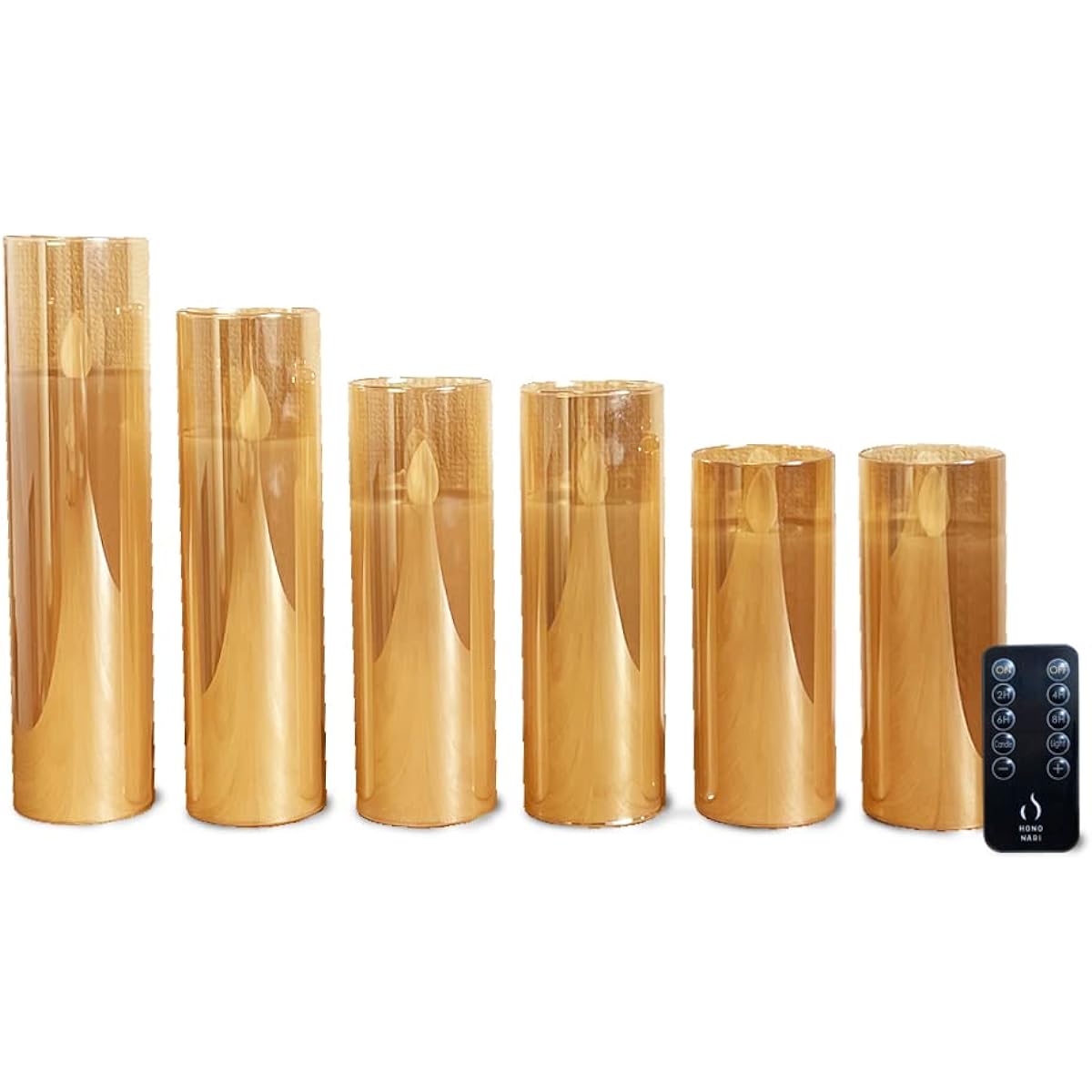 Hononari LED Candle Light 6 Piece Set with Dedicated Remote Control Indirect Lighting S6 GLASS Amber