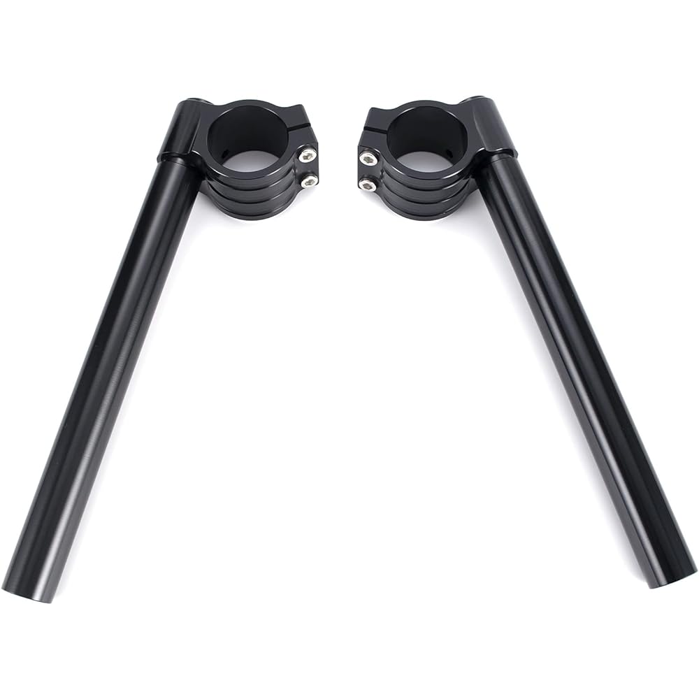 1 Inch Handlebar Φ41mm Clip-on Handlebar Replacement Universal Fork Diameter 41mm Cafe Racer Handlebar, 1 Inch Bar, Tilt Angle 8°, Fits 41mm Clip-on Assembly Black CNC Aluminum