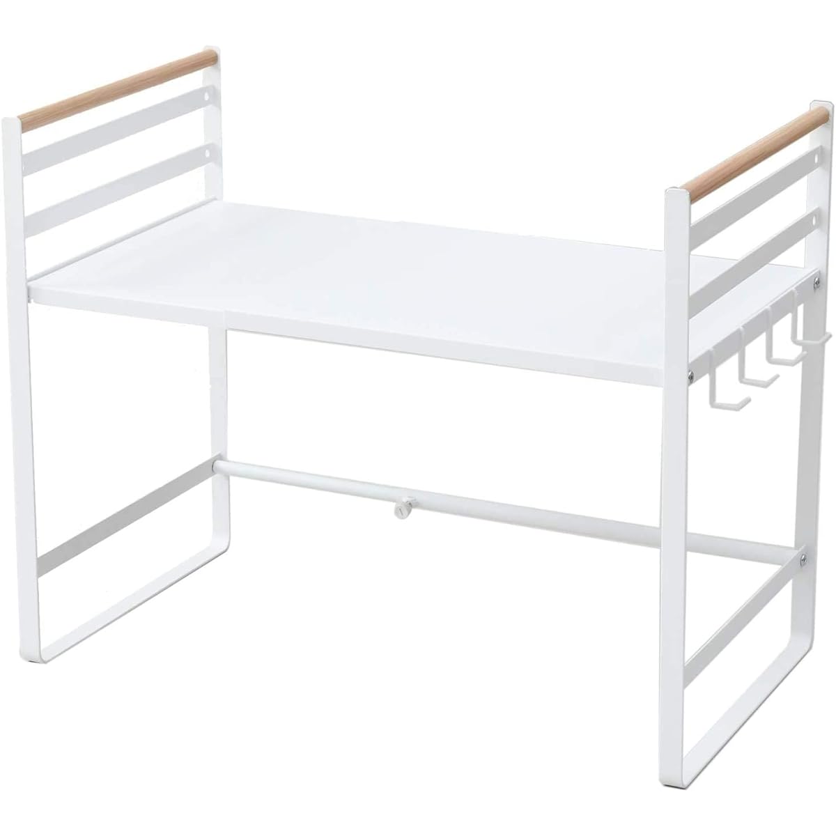 [Yamazen] Over-the-range rack (telescopic) Width 46-73 x Depth 35.5 x Height 51cm Adjustable shelf height 4 hooks included Customer assembled product White (non-glossy) DRR-73(SWH)