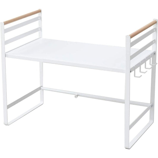 [Yamazen] Over-the-range rack (telescopic) Width 46-73 x Depth 35.5 x Height 51cm Adjustable shelf height 4 hooks included Customer assembled product White (non-glossy) DRR-73(SWH)