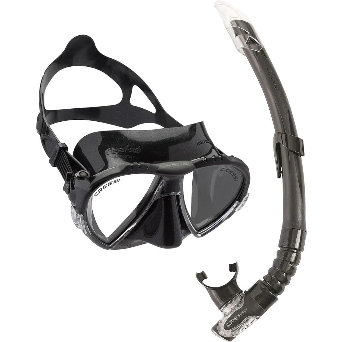 CRESSI Scuba Snorkeling Mask & Snorkel Set [MATRIX & GAMMA] Inverted Teardrop Lens Mask & Compact Snorkel with Dryad [Genuine Product]