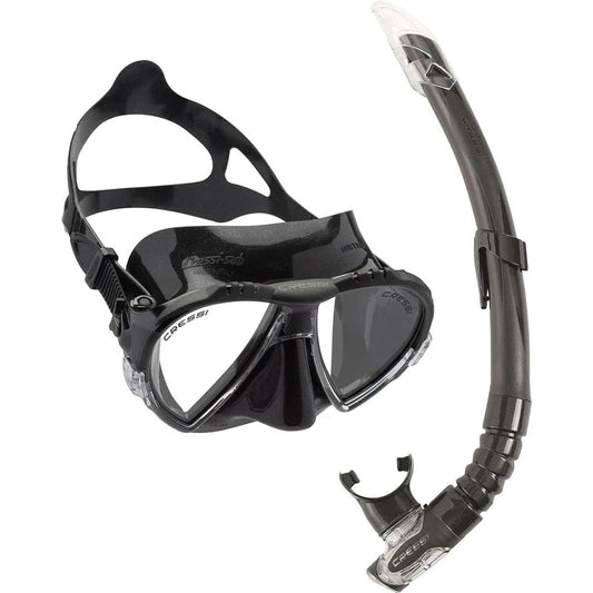CRESSI Scuba Snorkeling Mask & Snorkel Set [MATRIX & GAMMA] Inverted Teardrop Lens Mask & Compact Snorkel with Dryad [Genuine Product]
