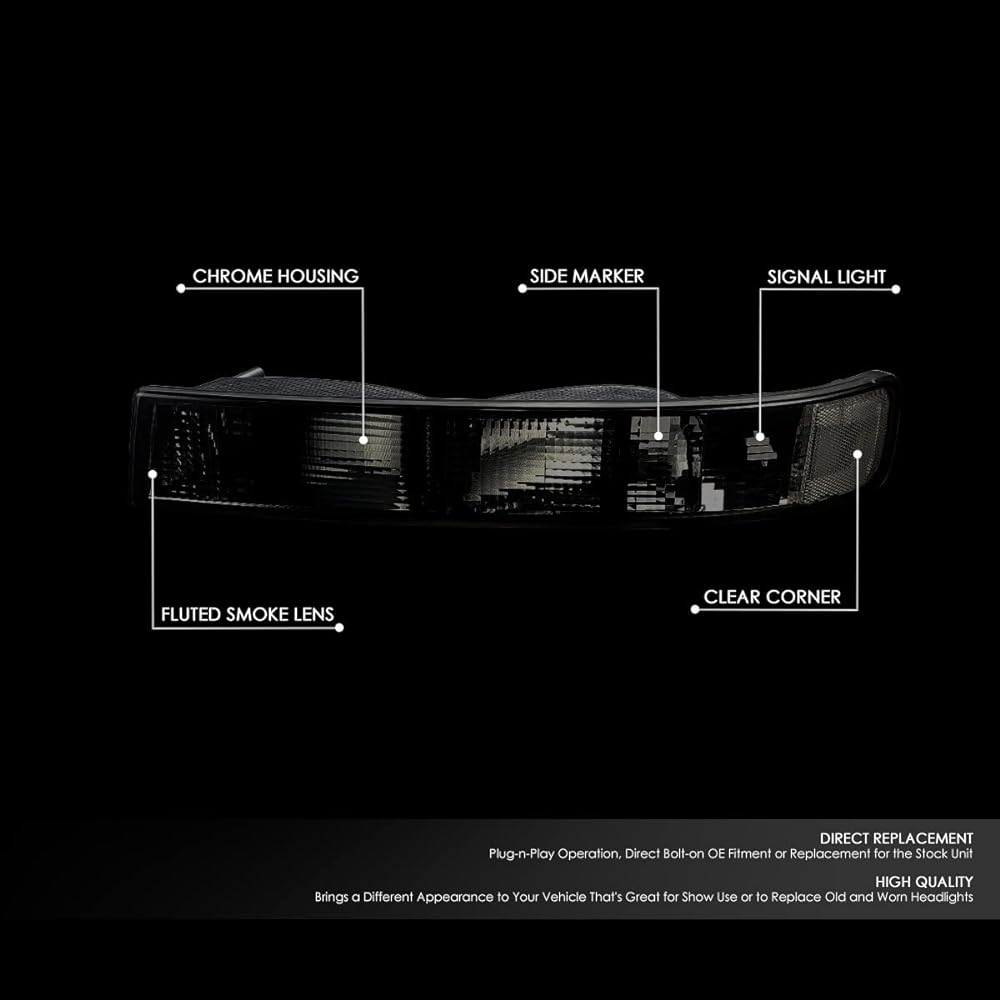DNA MOTORING BL-CEGS03-SM-CL1 OE Style Front Bumper Parking/Winker Light 03-14 Express Savana 1500/03-23 EXPRESS SAVANA 2500 3500 Smoke/Clear