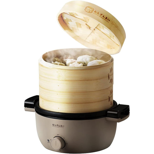 Apix Mushizanmai Electric Steamer Steamer with Recipe Book, Two Tiers of Bamboo Steamer, Up to 30 Minute Timer Function, Food Steamer, Steam Cooker, Steamer, Dim Sum, Chawanmushi, Steamed Dishes