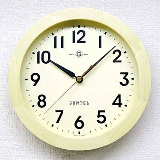 Suntel Wall Clock Natural Diameter 250 x 60mm Simple Radio Controlled Clock Arabic Natural SR02-NA A