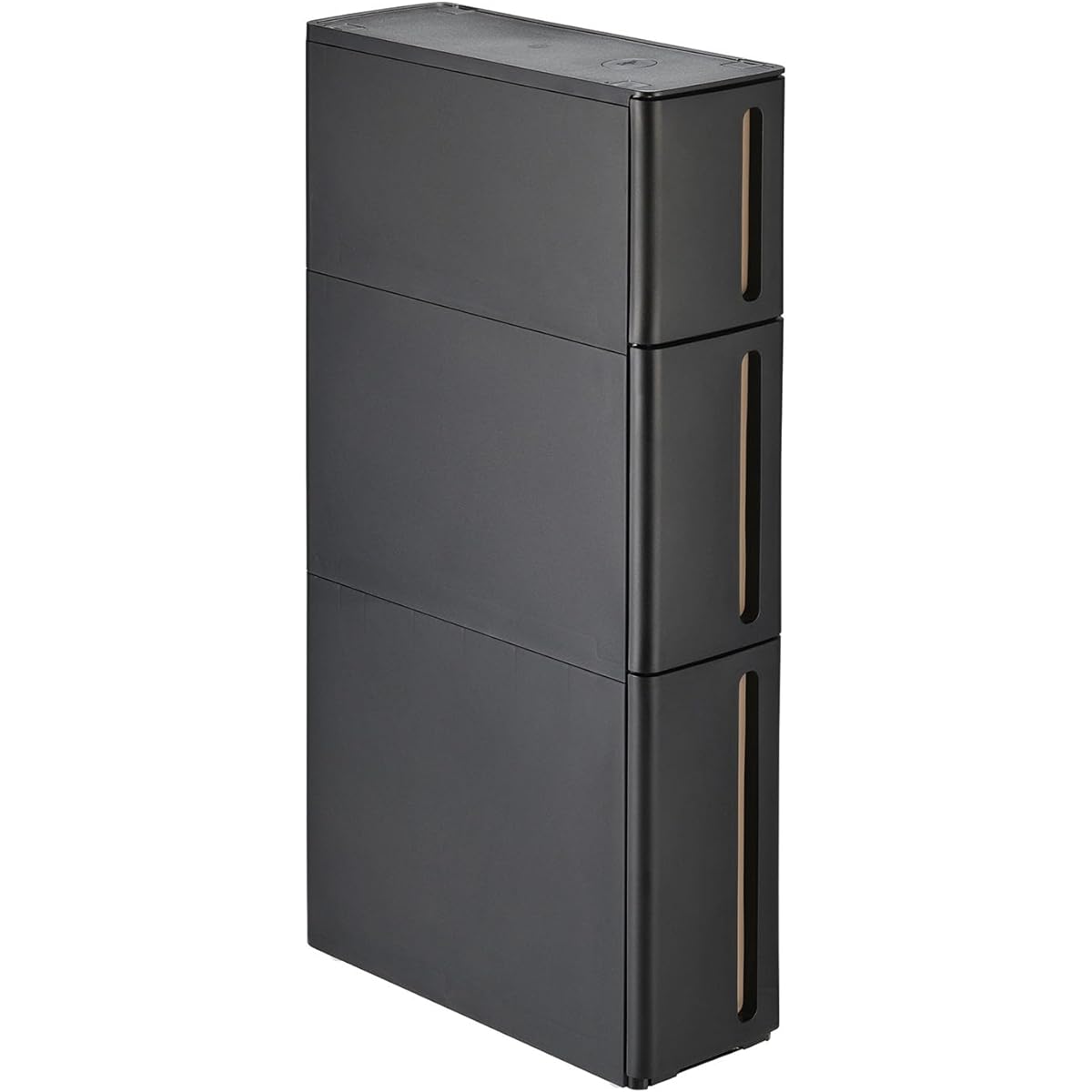Sanka Stranti Gap Storage with Casters 17cm Drawer 3 Tiers Black Finished Product Ready to Use Same Height as a Regular Kitchen (85cm) Stackable Lock Mechanism Includes Drawer Drop Prevention Stopper Made in Japan Kitchen Rack Laundry Rack Refrigerator T