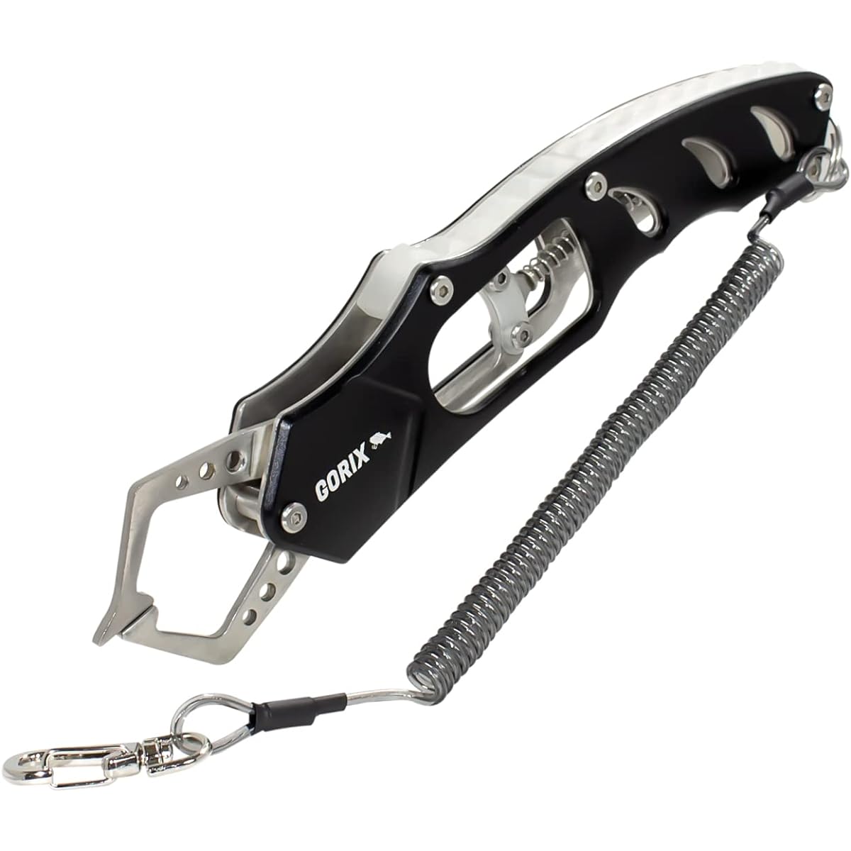 GORIX Fish Grip Fish Grip (GFT-056) Carabiner with Safety Rope [Trigger Type Rust Proof] Lightweight and Strong Fish Scissors Fishing Compact Fish Grip