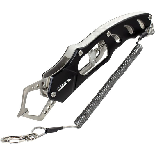 GORIX Fish Grip Fish Grip (GFT-056) Carabiner with Safety Rope [Trigger Type Rust Proof] Lightweight and Strong Fish Scissors Fishing Compact Fish Grip