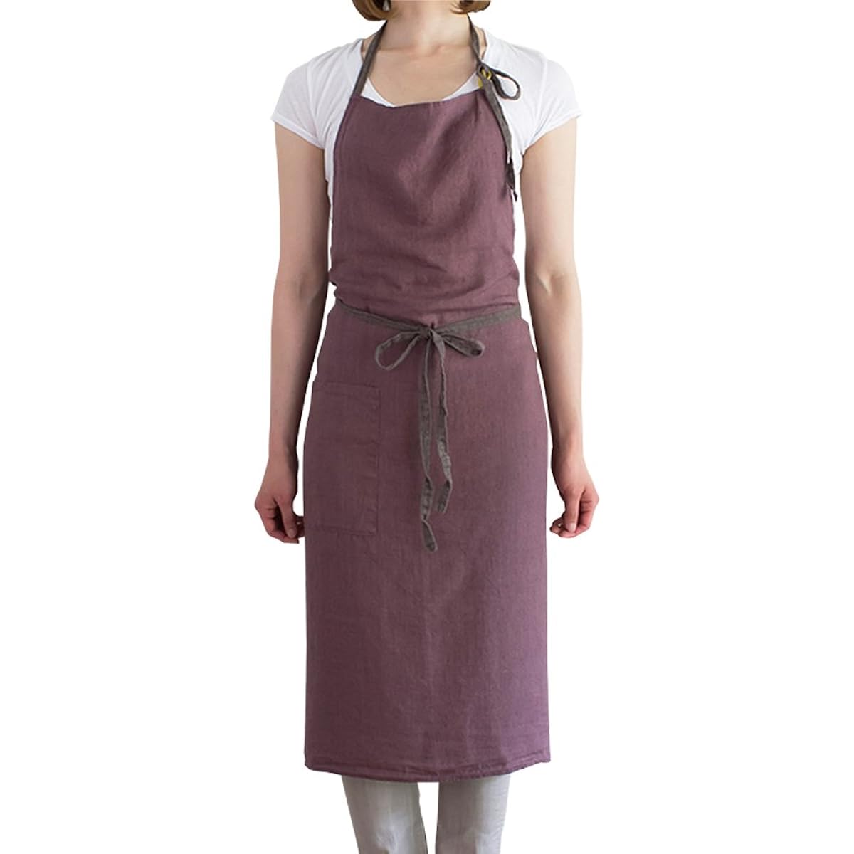 Linen full apron Manon <Vintage Mauve> A278 [Lino e Lina/Lino e Lina] Mustard