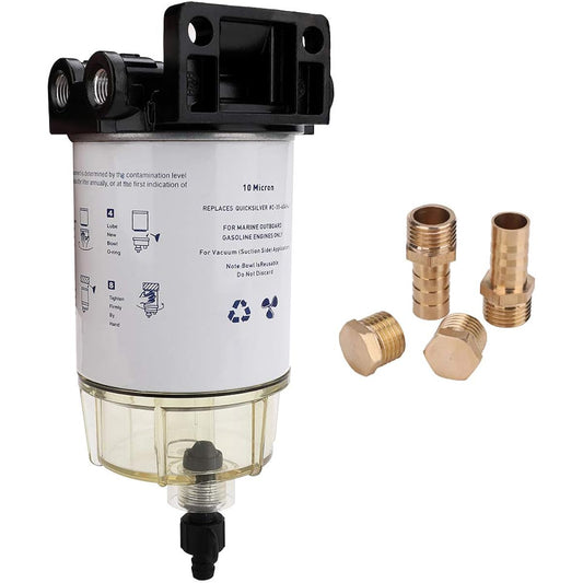 S3213 Marine Fuel Water Separator Filter 3/8 inch NPT Port Yamaha Racor Sierra 18-7932 18-7945 HONDA MERCURY 35-60494-1 PARKER S3213 Outside Motor Boat Fuel Filter Kit 10 Micron B32013 18-7922