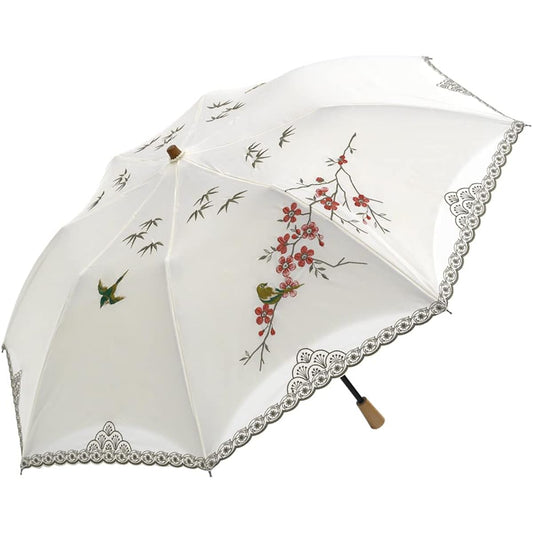 [Chinoiserie Modern] Parasol for both sun and rain, short folding, heat dissipation, tension, 1st class blackout, heat shielding, cool