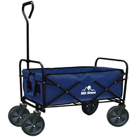 Kaitou Carry Wagon, Foldable, Large Capacity Storage, Carry Cart, Compact, Load Capacity 80kg, Shopping Cart, Luggage, Moving, Camping, Large Capacity, Sports Day, Beach, Alloy Steel, Single Layer Sheet, Thin Tires, Navy [Parallel Import]