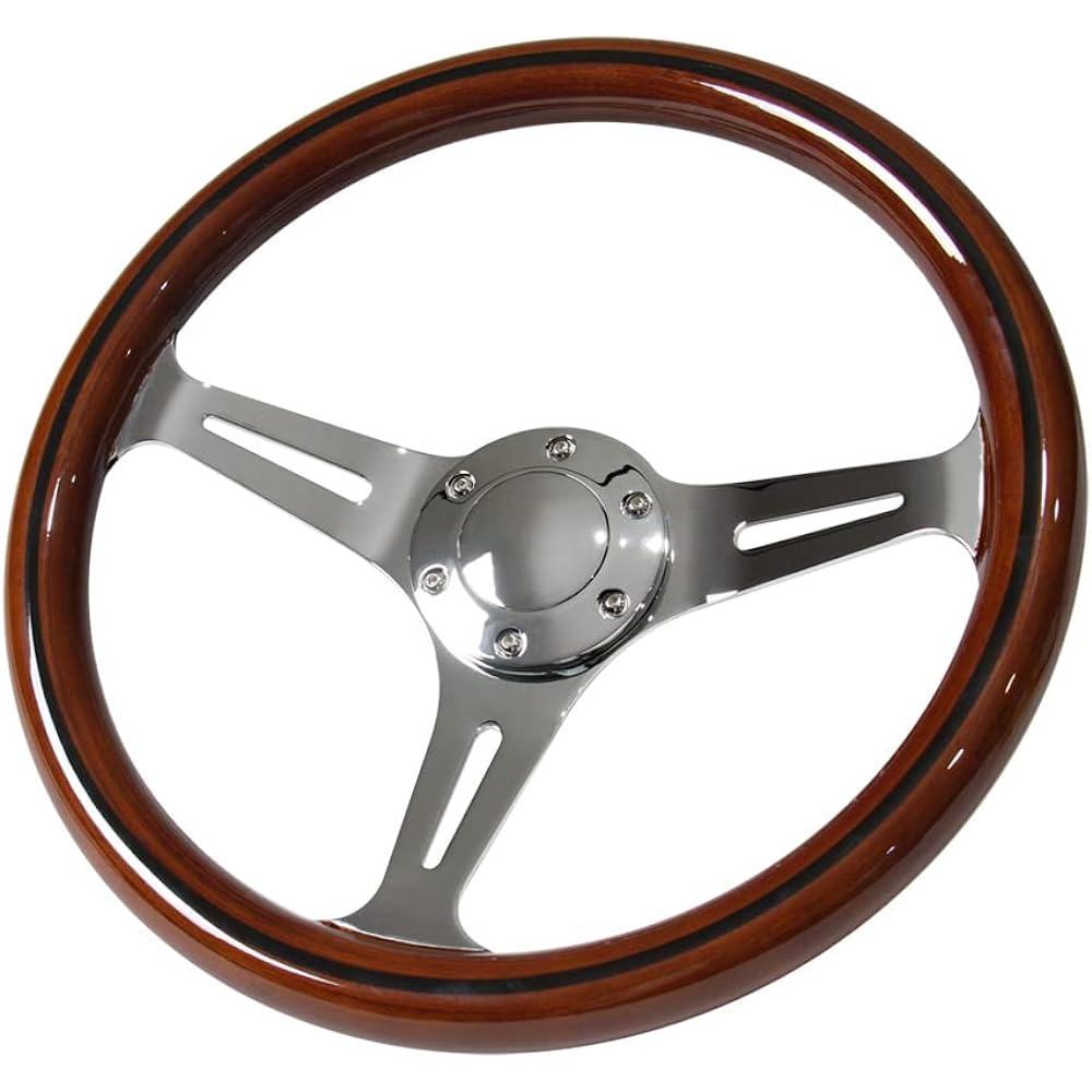 Wood steering classic type chrome spoke N35W