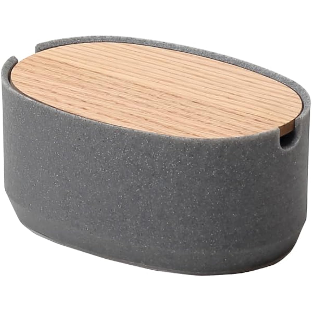 ideaco Accessories Tabletop Storage with Lid Width 18 x Depth 12 x Height 8 cm Oval Box S Low Stone Sand Gray/Oval Box S Size Low Stone Sand Gray