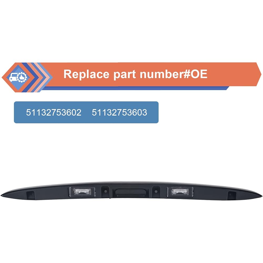 ZONFANT Chrome Rear Trunk Hatch handle with lamp Tail Gate Trimlid Trunk Lift Gate Pull Handle 2005-2015 BMW MINI COOPER R56 R57 R57 R57 Series #51132753603 Replacement