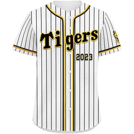 Salute to the tiger warriors! An embroidered championship uniform celebrating the first victory in 38 years.With hopes for the Hanshin Tigers' consecutive victory in 2024. Player names can be engraved. Moisture wicking and quick drying. Sizes: Boys to Ad