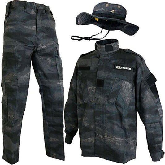Camouflage top and bottom/Boonie hat set A-TACS LE US size XS [Waist around 72cm] bdu-le04-XS
