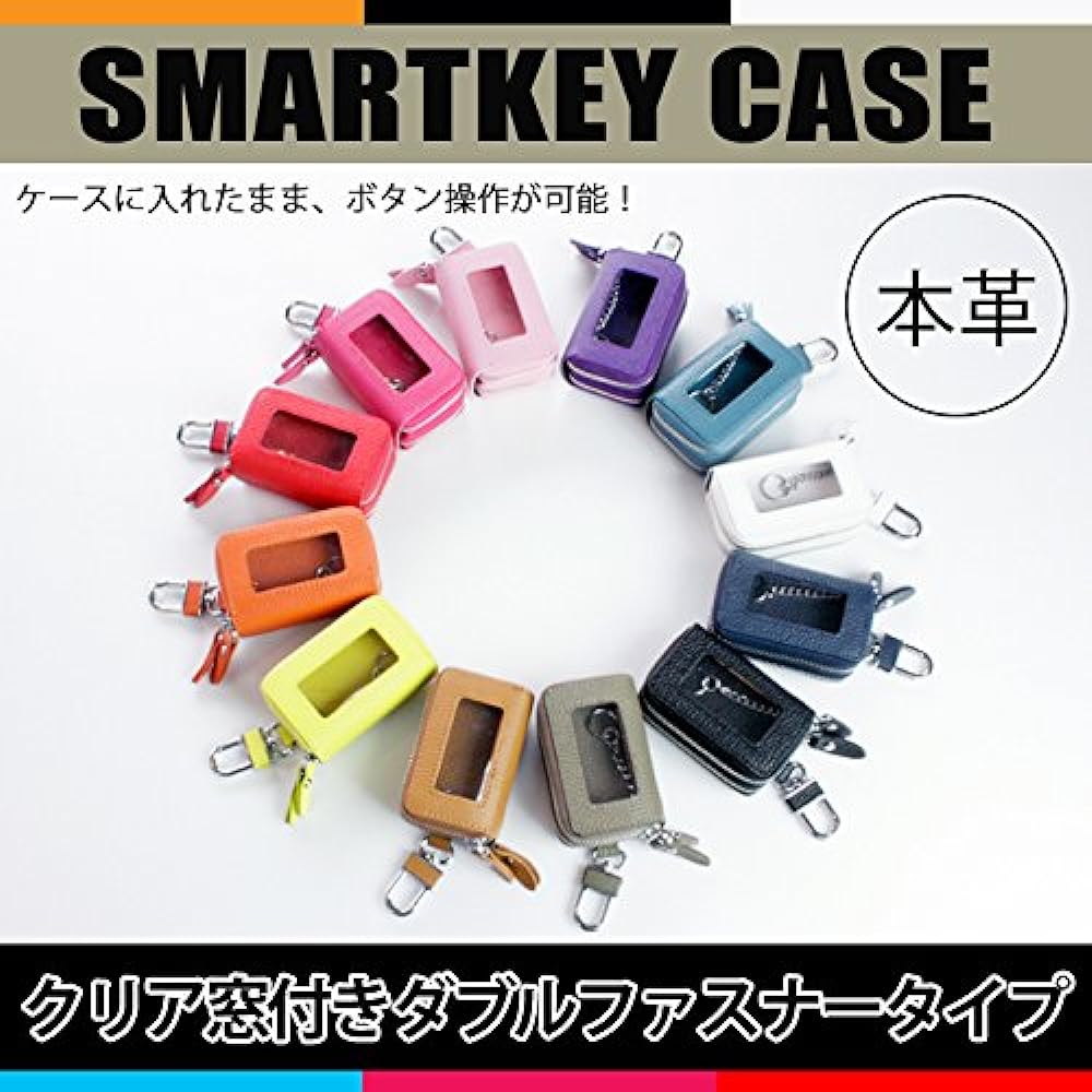 [AWESOME] Smart key case double zipper type with clear window black x pink ASK-CMW015