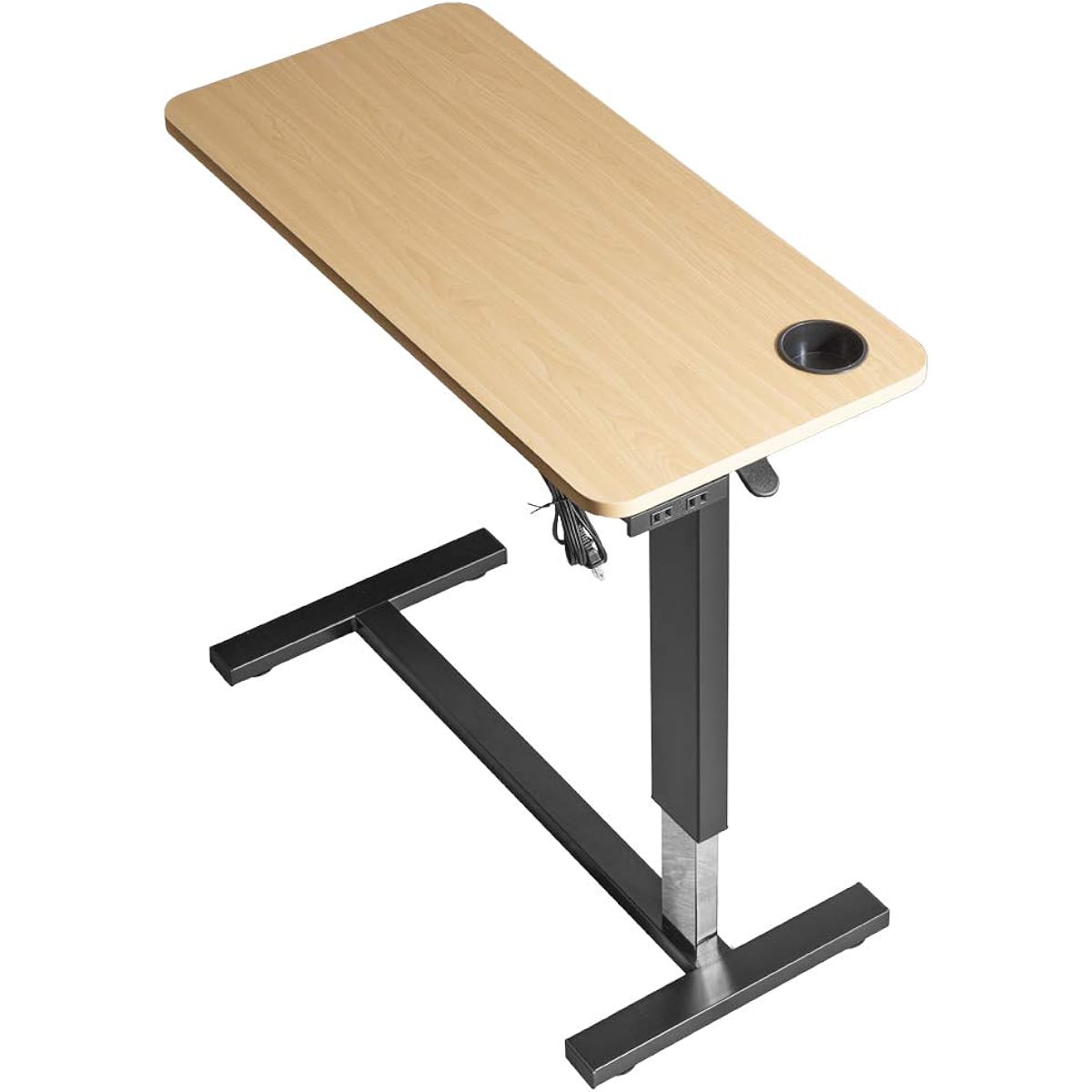 Tansu no Gen Table, Side Table, Elevating Type, Width 80cm, Wood Grain, With Casters, Drink Holder, Includes Outlet, Height Adjustment, Elevating Table, PC Desk, Computer Desk, Bed Table 41900017(82930)