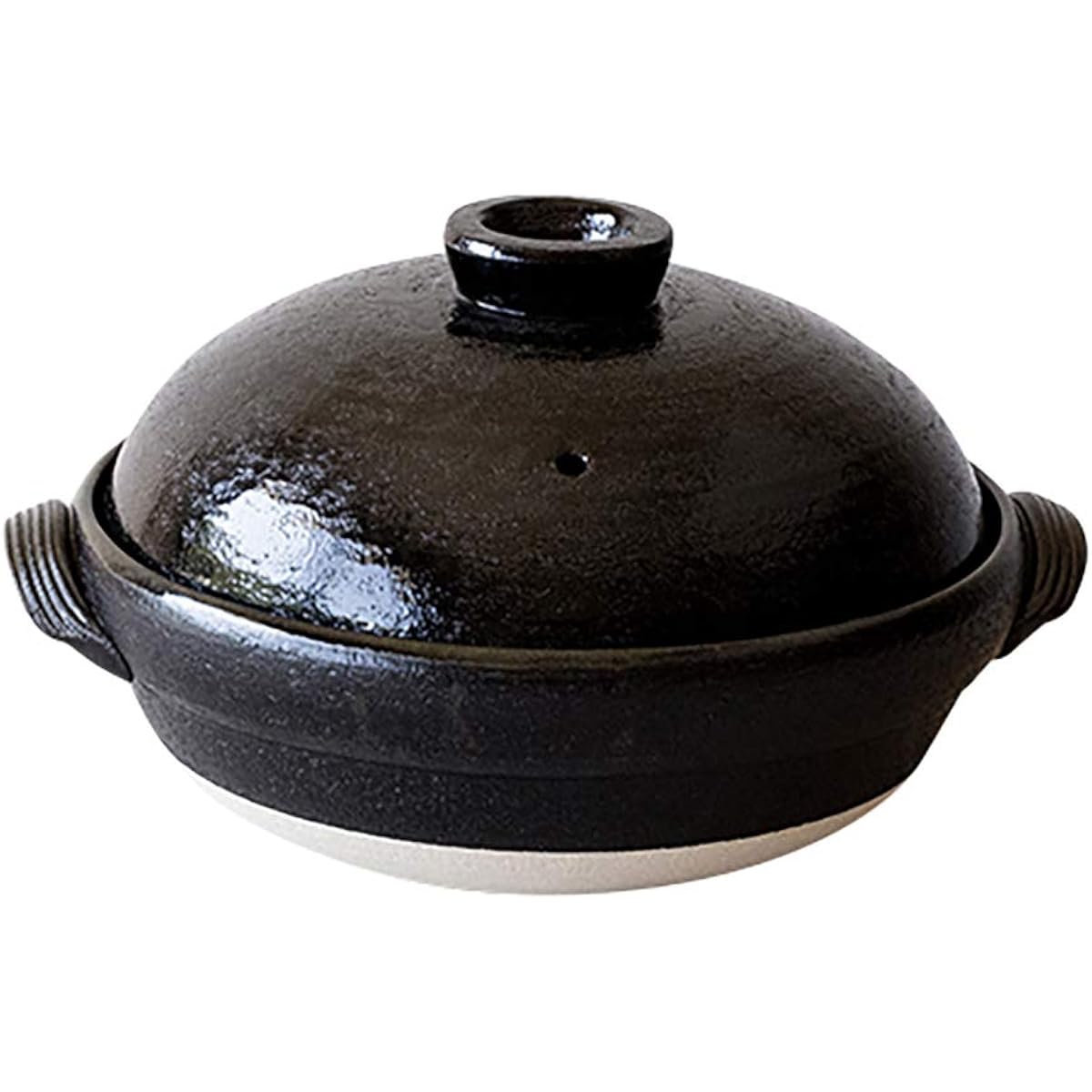 Saji Pottery Banko Ware Three-in-One Healthy Earthen Pot (Inner Lid and Drainboard Included) Tenmoku Made in Japan 32-258 Black 2000ml