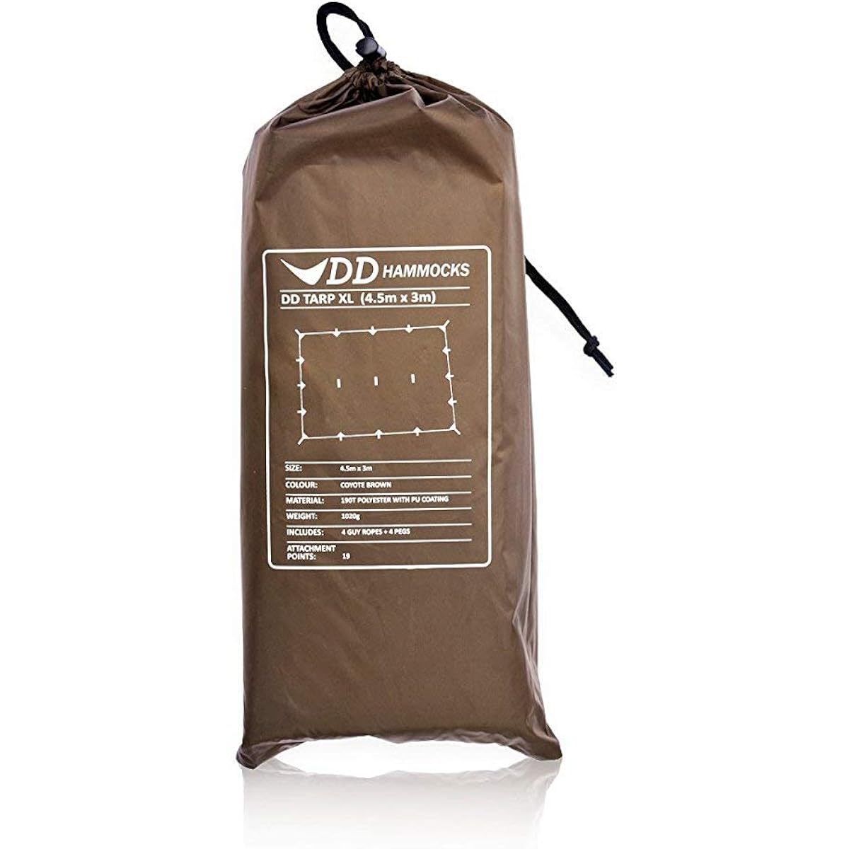 DD Tarp XL 4.5mx3m Versatile and Lightweight Tarp Water Resistant 3000mm (Coyote brown) [Parallel Import]